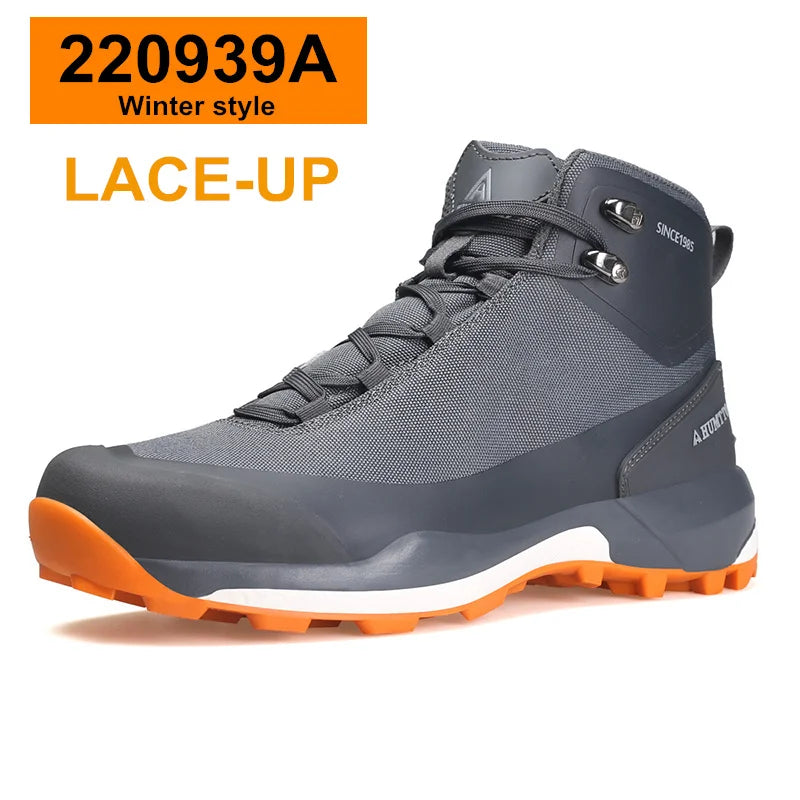 HUMTTO Scarpe da trekking impermeabili, stivaletti da montagna neri, sneakers da campeggio da uomo, scarpe tattiche sportive di sicurezza per arrampicata