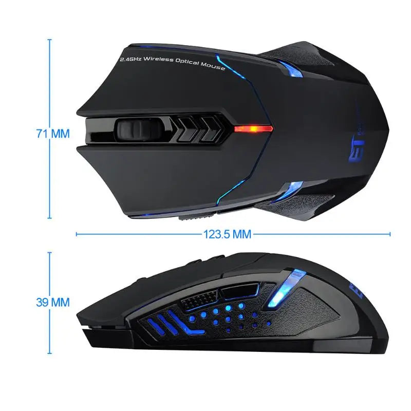 ET X-08 2000DPI Adjustable 7 Button 2.4G Wireless Gaming Mouse Professional Wireless Gaming Mouse for Gamer Mute LED Mice for PC