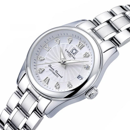 CARNIVAL Marken-Luxus-Automatikuhr für Damen, modische Armbanduhr mit Saphirglas, wasserdicht, Reloj Mujer