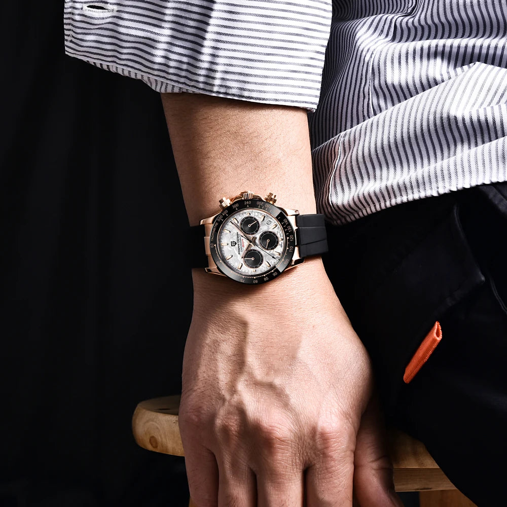 PAGANI DESIGN 2026 NEW 1664 Meteorite Dial Men's Watches Luxury Sapphire Quartz watch for men Sport Chronograph men Reloj Hombre