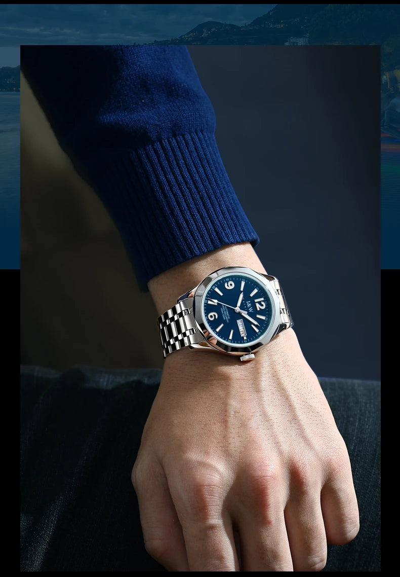 CARNIVAL Men's Tungsten Mechanical Watch Brand Luxury NH36 Automatic Movement Wristwatches for Men Waterproof Watch