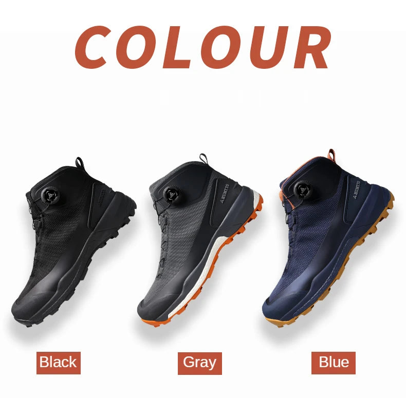 HUMTTO Scarpe da trekking impermeabili, stivaletti da montagna neri, sneakers da campeggio da uomo, scarpe tattiche sportive di sicurezza per arrampicata