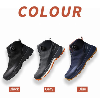HUMTTO Scarpe da trekking impermeabili, stivaletti da montagna neri, sneakers da campeggio da uomo, scarpe tattiche sportive di sicurezza per arrampicata