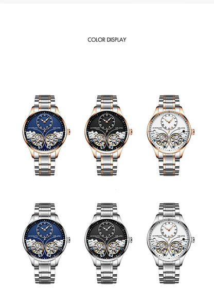 AILANG brandneue modische Double-Tourbillon-Uhr für Herren, Luxus-Edelstahl, wasserdicht, automatisch-mechanische Herrenuhr
