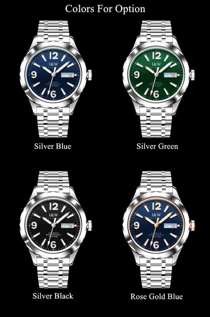CARNIVAL Men's Tungsten Mechanical Watch Brand Luxury NH36 Automatic Movement Wristwatches for Men Waterproof Watch