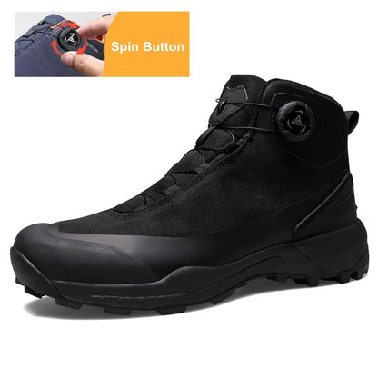 HUMTTO Scarpe da trekking impermeabili, stivaletti da montagna neri, sneakers da campeggio da uomo, scarpe tattiche sportive di sicurezza per arrampicata