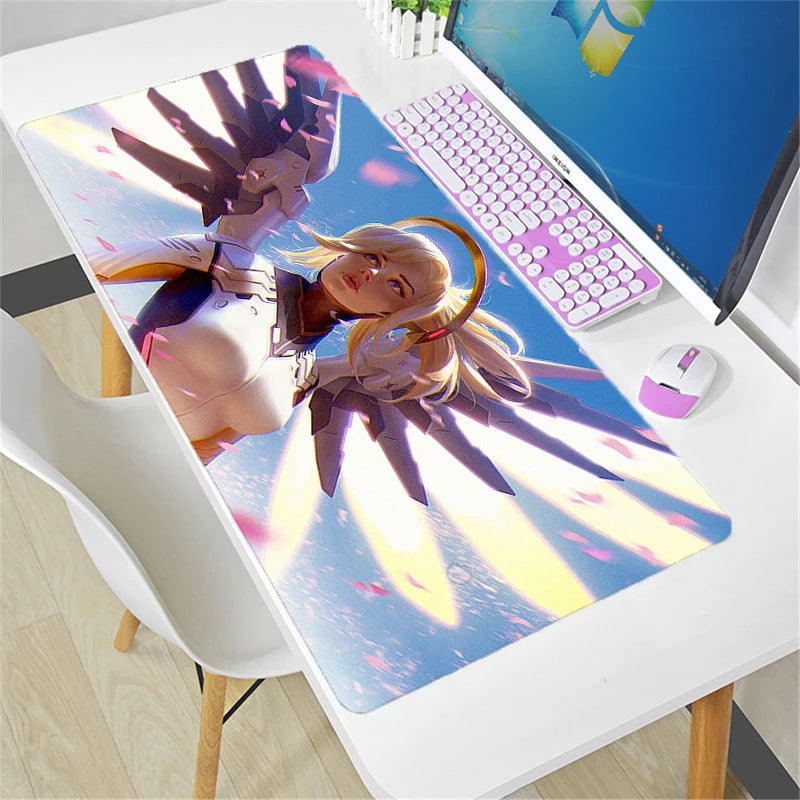Overwatch Mauspad groß DIY Kawaii XXL PC-Computer-Schreibtischmatte Gamer-Büroteppich Tastatur-Tisch Gaming-Zubehör Mousepad