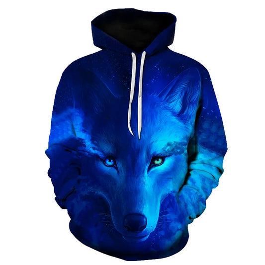 Sudadera con capucha Cool Space Galaxy Wolf para hombre, lobo brillante, moda, lobo elegante, sudadera para primavera y otoño