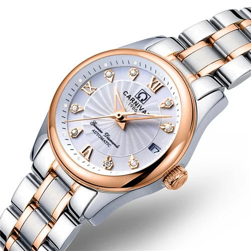 CARNIVAL Marken-Luxus-Automatikuhr für Damen, modische Armbanduhr mit Saphirglas, wasserdicht, Reloj Mujer