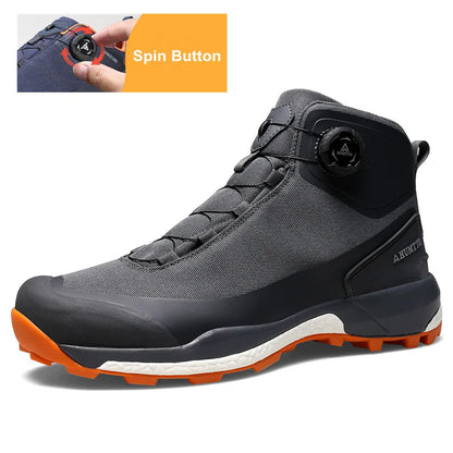 HUMTTO Scarpe da trekking impermeabili, stivaletti da montagna neri, sneakers da campeggio da uomo, scarpe tattiche sportive di sicurezza per arrampicata