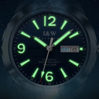 CARNIVAL Men's Tungsten Mechanical Watch Brand Luxury NH36 Automatic Movement Wristwatches for Men Waterproof Watch