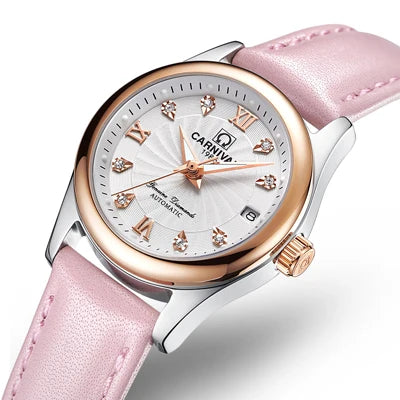 CARNIVAL Marken-Luxus-Automatikuhr für Damen, modische Armbanduhr mit Saphirglas, wasserdicht, Reloj Mujer