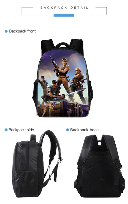 Fortnite Kids 3pcs Backpack Set Women Backpacks Office Stationery for Teenage Girls Boys Laptop Backpack Casual Travel Rucksack