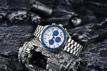 Relógio masculino PAGANI DESIGN Série Planetary Saturn Light Tan Quartz Speed Chronograph com cristal de safira AR — Novo 2026