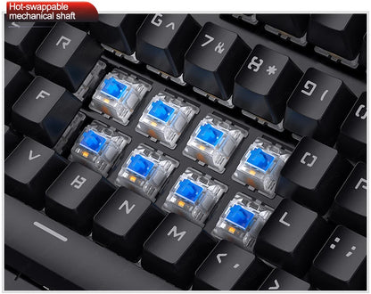 Teclado Mecânico Retro Punk com Switch Blue Black Brown, 104 Teclas, USB com Fio, Teclado Gaming com Retroiluminação RGB para PC, Portátil e Gamers