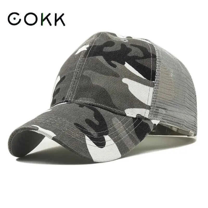 COKK kamufliažinė beisbolo kepurė vyrams, „Snapback“ stiliaus vasarinės kepurės moterims, kvėpuojanti sportinė tinklinė kepurė, saulės kepurė, saulės skydelis, golfo kepurė, reguliuojama suaugusiems