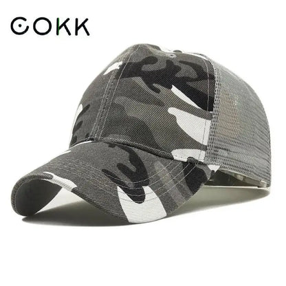 COKK kamufliažinė beisbolo kepurė vyrams, „Snapback“ stiliaus vasarinės kepurės moterims, kvėpuojanti sportinė tinklinė kepurė, saulės kepurė, saulės skydelis, golfo kepurė, reguliuojama suaugusiems