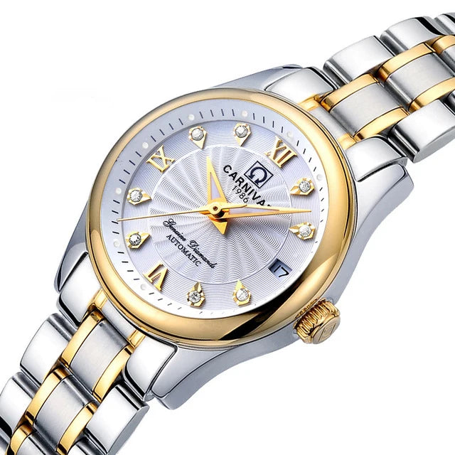 CARNIVAL Marken-Luxus-Automatikuhr für Damen, modische Armbanduhr mit Saphirglas, wasserdicht, Reloj Mujer