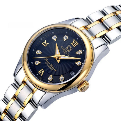 CARNIVAL Marken-Luxus-Automatikuhr für Damen, modische Armbanduhr mit Saphirglas, wasserdicht, Reloj Mujer