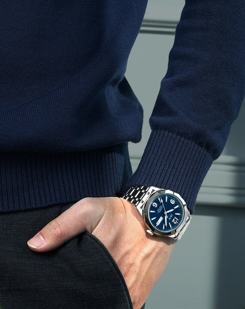 CARNIVAL Men's Tungsten Mechanical Watch Brand Luxury NH36 Automatic Movement Wristwatches for Men Waterproof Watch