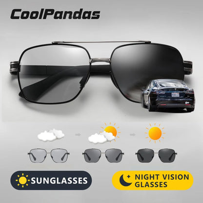 CoolPandas High Quality Sunglasses Polarized Men Women Photochromic UV400 Protection Driving Sun Glasses Unisex Chameleon Lens