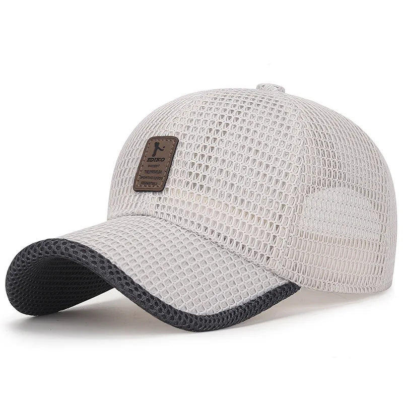 Letní unisex kšiltovka pro muže a ženy na rybaření, prodyšná síťovaná snapback čepice, černá ležérní sportovní kšiltovka