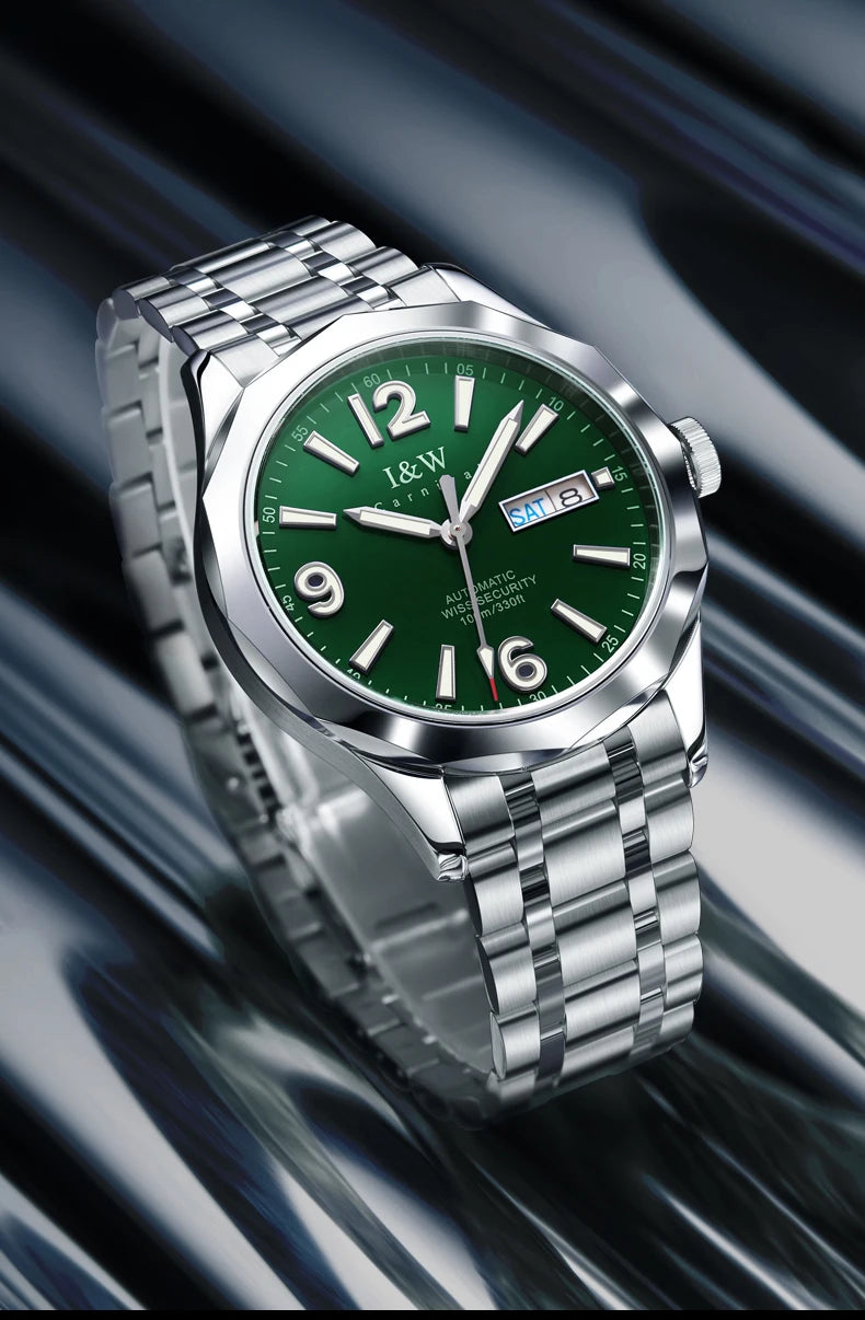 CARNIVAL Men's Tungsten Mechanical Watch Brand Luxury NH36 Automatic Movement Wristwatches for Men Waterproof Watch