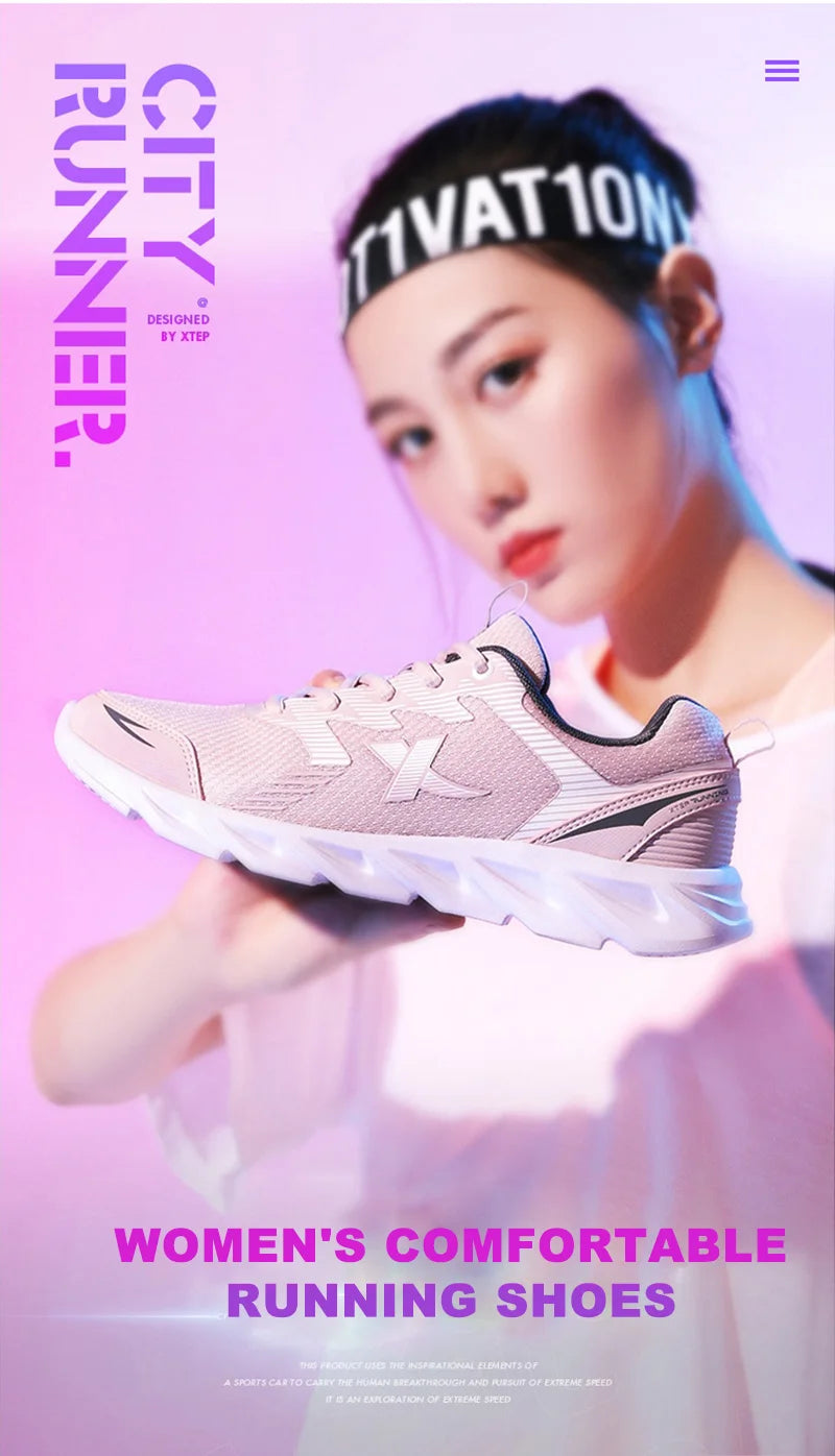 Xtep løbesko til kvinder – lette sneakers til kvinder – åndbare sportssko med stødabsorbering – 879318110073