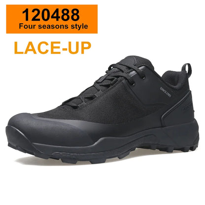 HUMTTO Scarpe da trekking impermeabili, stivaletti da montagna neri, sneakers da campeggio da uomo, scarpe tattiche sportive di sicurezza per arrampicata