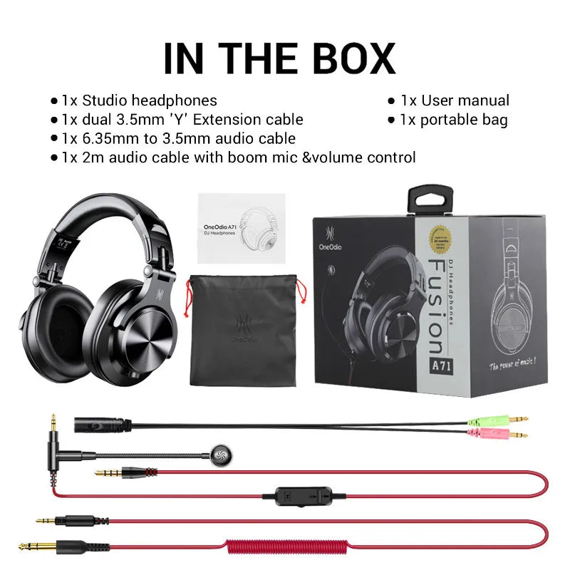 Cuffie OneOdio A71 cablate over-ear HiFi Studio DJ con microfono – Headset gaming professionale per monitoraggio con bassi profondi
