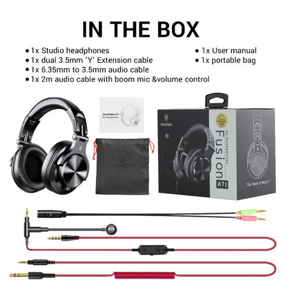 Cuffie OneOdio A71 cablate over-ear HiFi Studio DJ con microfono – Headset gaming professionale per monitoraggio con bassi profondi
