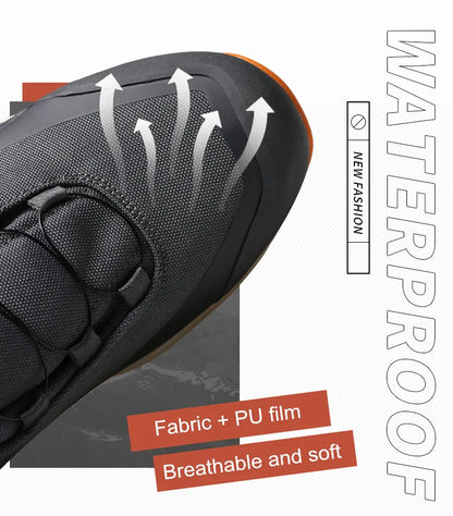 HUMTTO Scarpe da trekking impermeabili, stivaletti da montagna neri, sneakers da campeggio da uomo, scarpe tattiche sportive di sicurezza per arrampicata