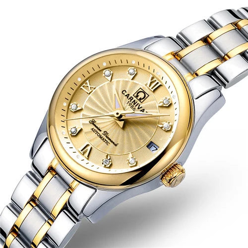 CARNIVAL Marken-Luxus-Automatikuhr für Damen, modische Armbanduhr mit Saphirglas, wasserdicht, Reloj Mujer
