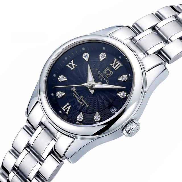CARNIVAL Marken-Luxus-Automatikuhr für Damen, modische Armbanduhr mit Saphirglas, wasserdicht, Reloj Mujer