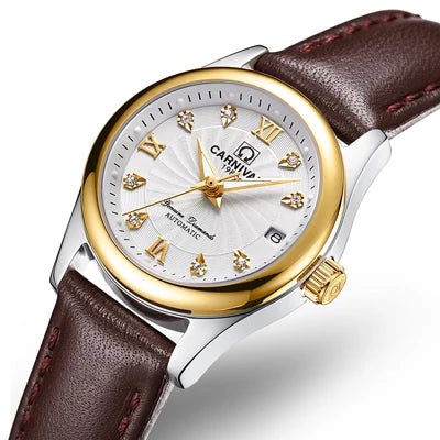 CARNIVAL Marken-Luxus-Automatikuhr für Damen, modische Armbanduhr mit Saphirglas, wasserdicht, Reloj Mujer