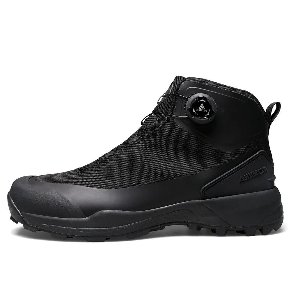 HUMTTO Scarpe da trekking impermeabili, stivaletti da montagna neri, sneakers da campeggio da uomo, scarpe tattiche sportive di sicurezza per arrampicata