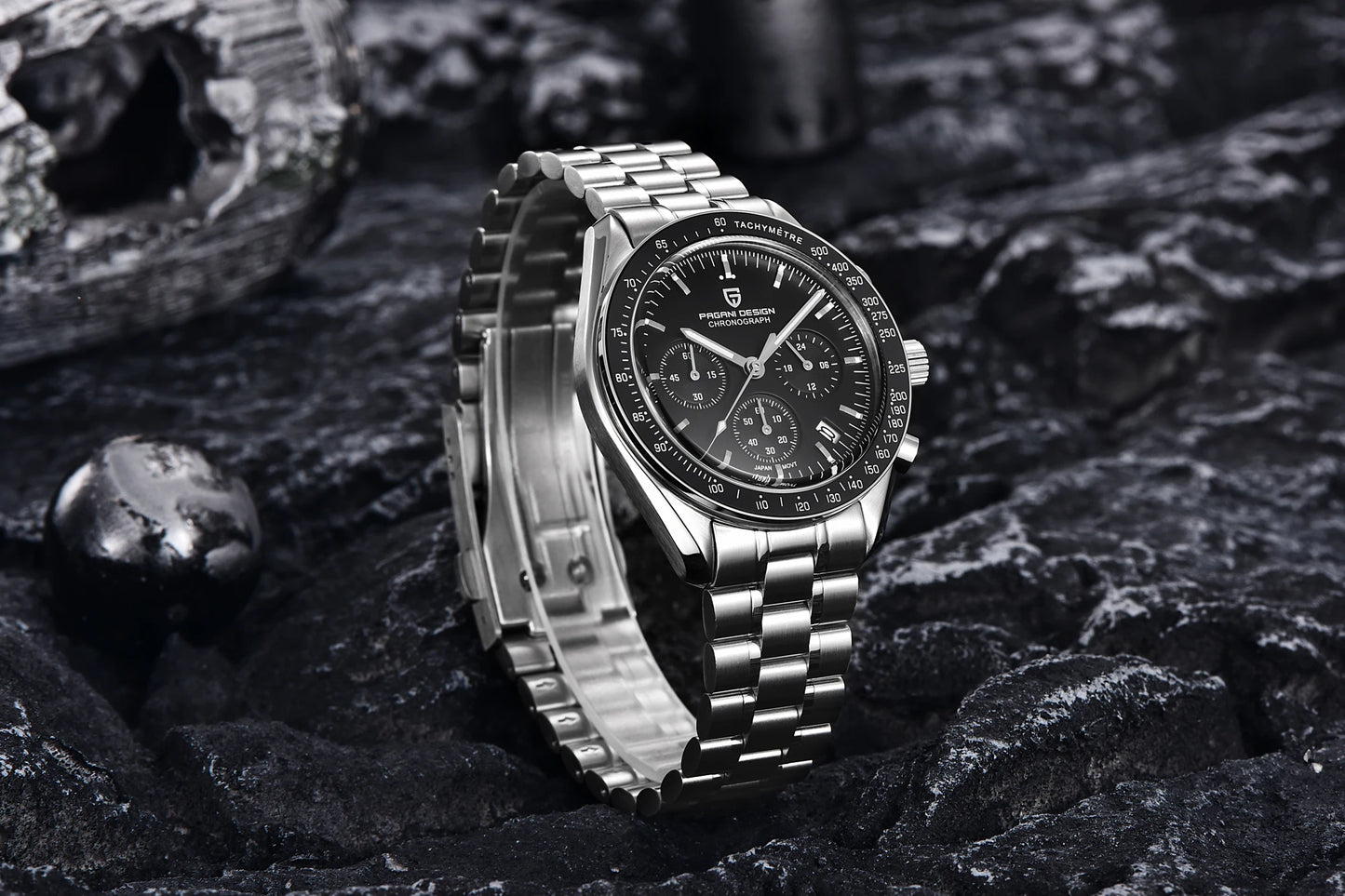 Relógio masculino PAGANI DESIGN Série Planetary Saturn Light Tan Quartz Speed Chronograph com cristal de safira AR — Novo 2026