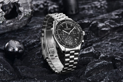 Relógio masculino PAGANI DESIGN Série Planetary Saturn Light Tan Quartz Speed Chronograph com cristal de safira AR — Novo 2026