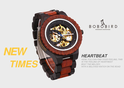 BOBO BIRD Wood Mechanical Watch Men Relogio Masculino Big Mens Watches Top Brand Luxury Timepieces erkek kol saati Dropshipping