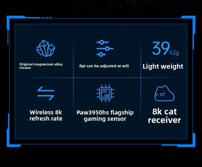 WLMOUSE Beast X Pro mouse gaming e-sport wireless leggero in lega di magnesio 750IPS 8K PAW3950HS 30000DPI senza retroilluminazione