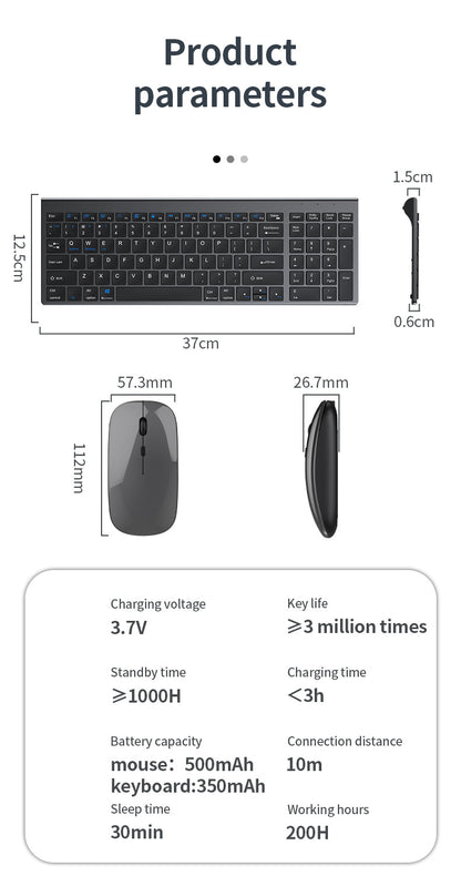Wireless Keyboard Bluetooth 5.0&3.0&2.4G FN+1/2/3 Dual-Mode 350mAh Ultra Thin Keyboards for Laptop PC TV iPad Macbook Android