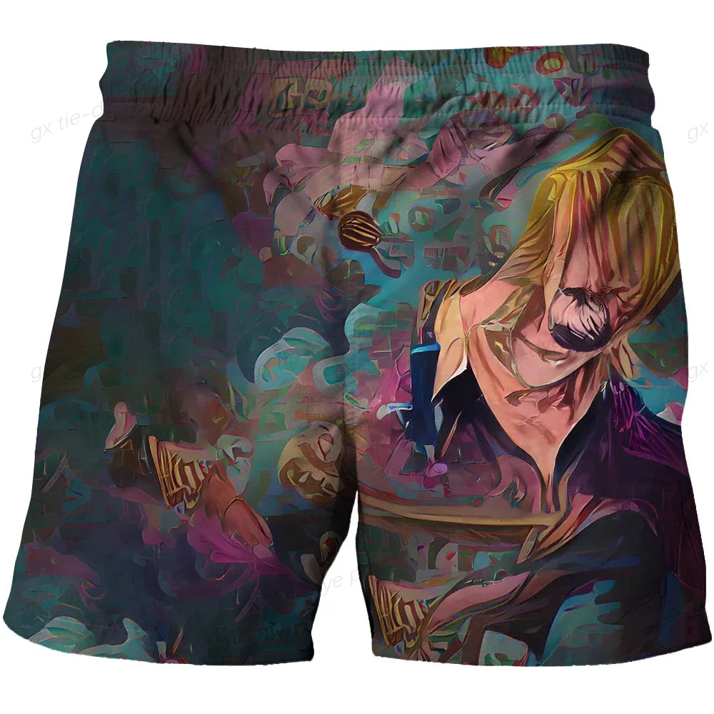 One Piece Harajuku Style Shorts With Hood 2023 Luffy 3D Swimming Shorts Running Tank Top Men Cartoon Shorts Trend Hot Sale