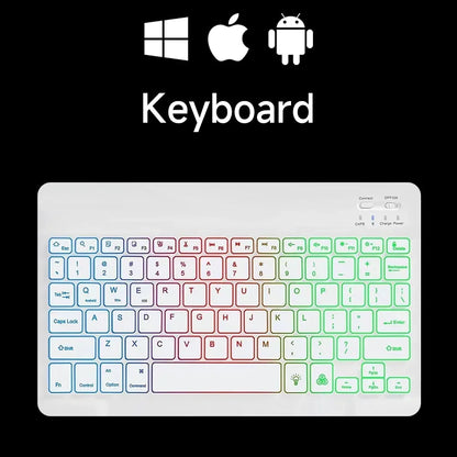 Mini teclado Bluetooth RGB retroiluminado de 10 polegadas com rato sem fios recarregável para espanhol, russo, hebraico, coreano, francês, árabe e português de Portugal