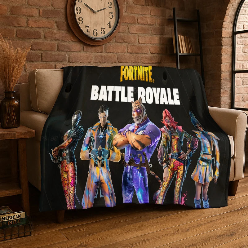 Cartoon-F-Fortnite-Gamer-Flanelldecke – weiche, warme Kuscheldecke für Schlafzimmer, Wohnzimmer, Bett, Reisen, Camping, Picknick und als Geschenk