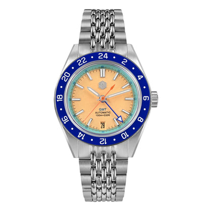 Orologio da uomo automatico San Martin 39.5mm Limited Edition con quadrante Full Lume, NH34 GMT, data a ore 6, 10Bar, Kol Saati di lusso SN0116W