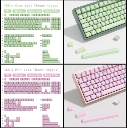 KBDiy 174 Teclas/Conjunto PBT GMK Apollo Keycap Double Shot Minimalista ISO Perfil Cherry para Teclado Mecânico Gaming Keycaps para MX