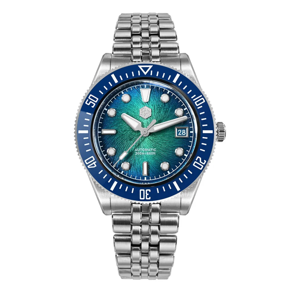 San Martin 40mm Luxus-Taucheruhr für Herren, Miyota 9015, Sunburst-Emaille-Zifferblatt, automatische mechanische Armbanduhr, wasserdicht bis 200m, SN0148
