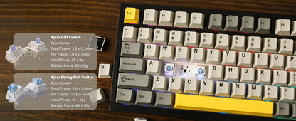 Teclado mecânico Ajazz AK820 Pro 75% com montagem gasket, Bluetooth 5.1/2.4G sem fios/com fios e ecrã TFT para Mac/Win