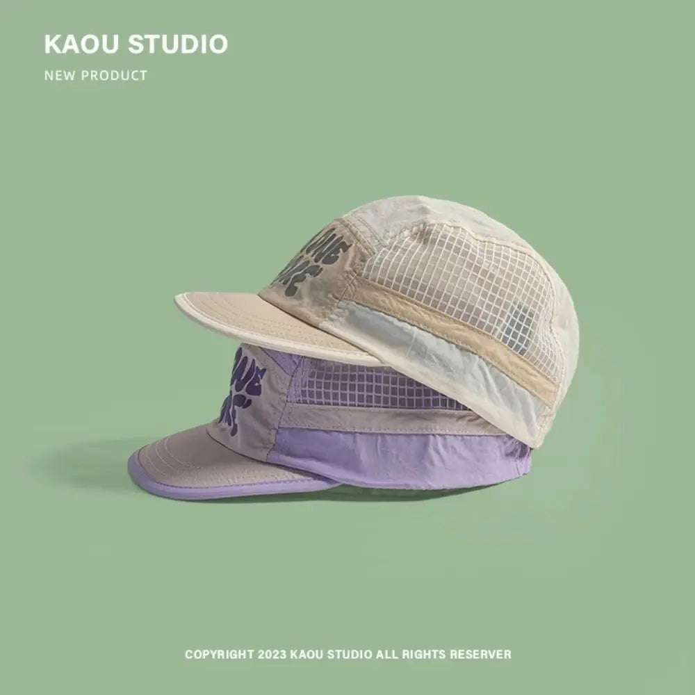 Pehmeälierinen, nopeasti kuivuva baseball-lippis, retrotyylinen 5-paneelinen aurinkosuojahattu, hengittävä hattu, rento hiphop-hattu, verkkokangasjuoksulippis