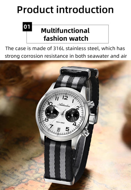 ADDIESDIVE 2025 Neue Panda Eye Herrenuhr, luxuriöse Retro-VK64-Quarzuhr für Herren, Sport-Chronograph, 100M wasserdicht, leuchtend